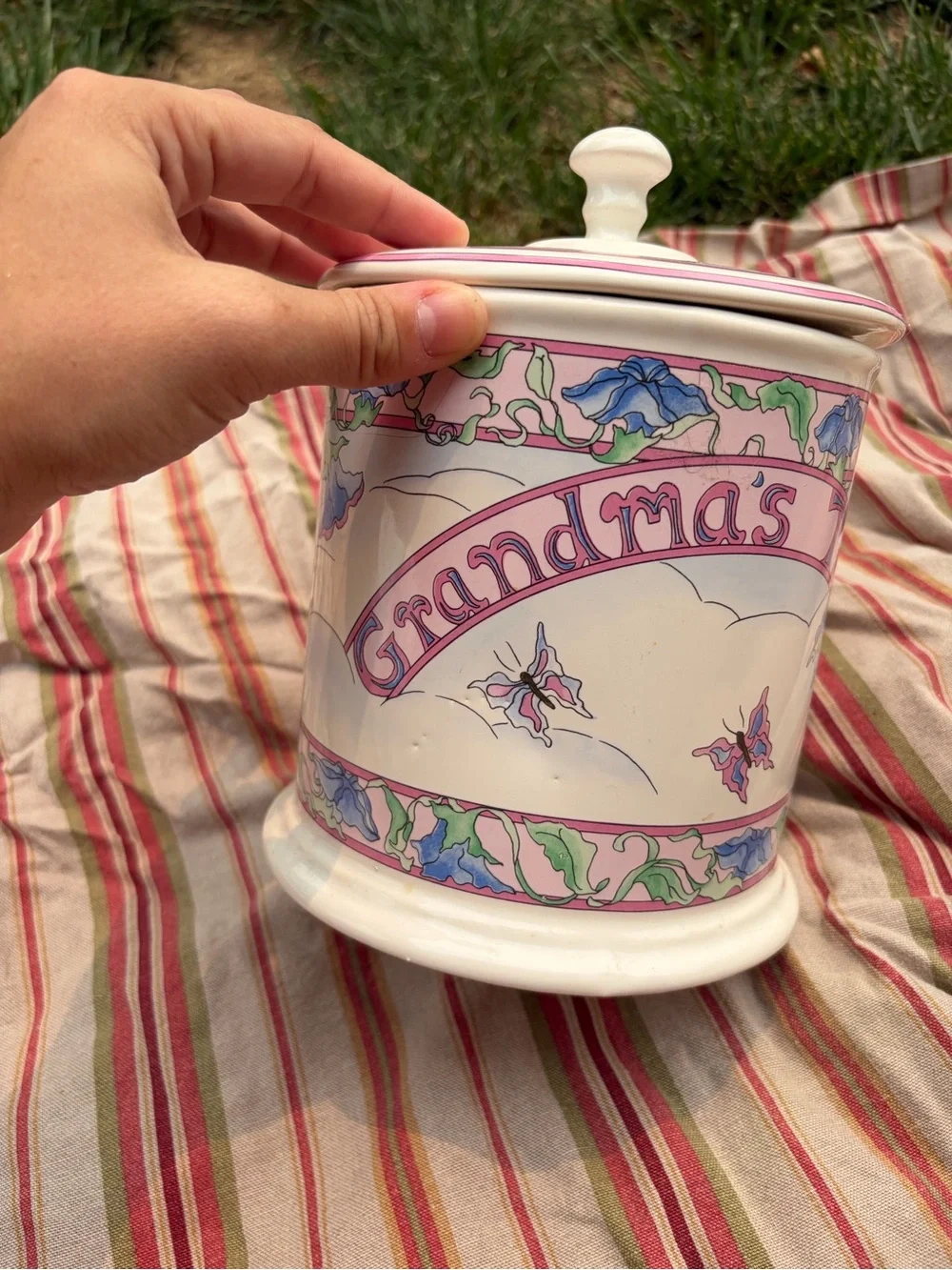 Grandma's Treats Floral Ceramic Canister with Lid - Butterflies Grandmacore